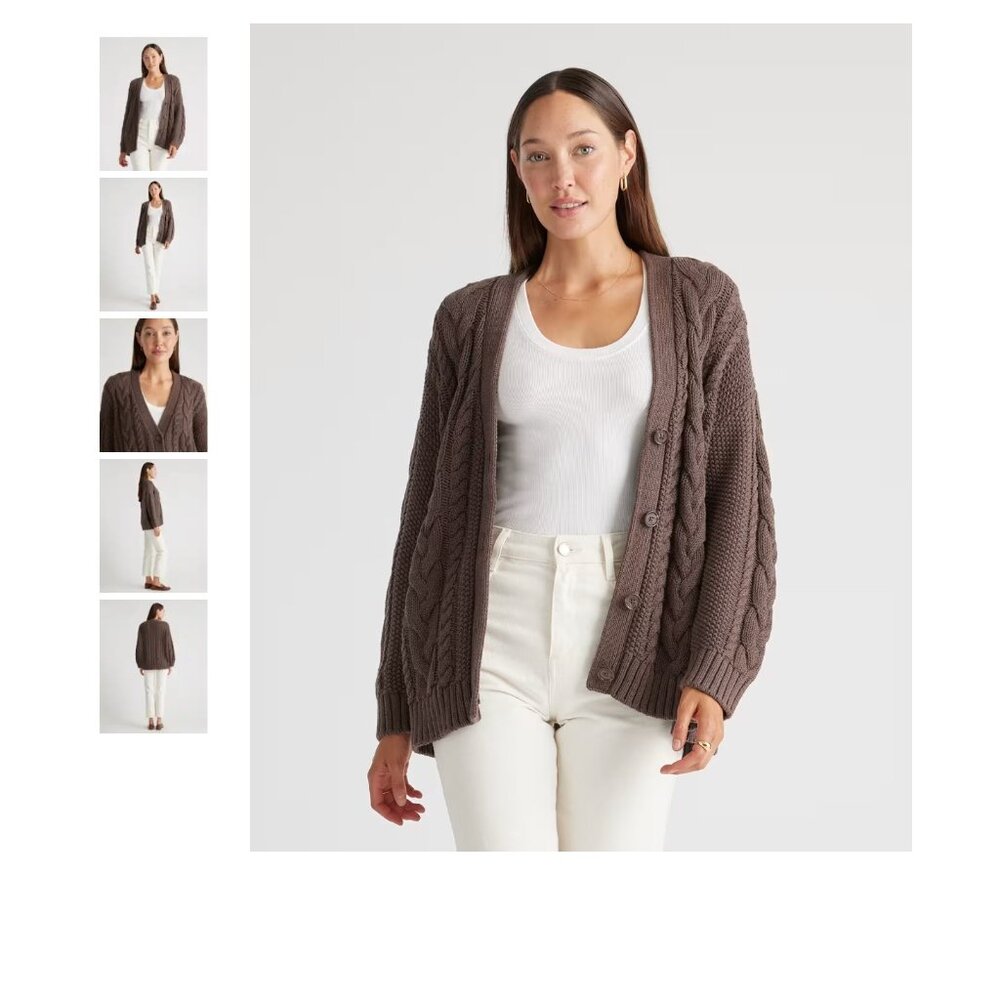 Quince Oversized Mid-Weight Cable Cardigan